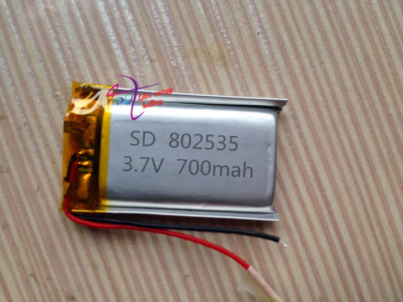 Полимерный 802535 082535 3,7 в 700 мАч Bluetooth аудио аварийный свет для мобильного, dvd литиевая батарея Прямая с фабрики