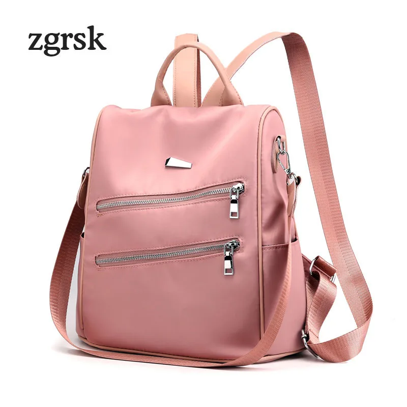 

Ladies Student Backpack Korean Style None Solid Zipper Nylon Black Casual School Backpacks For Teenagers Mochila Notebook Plecak