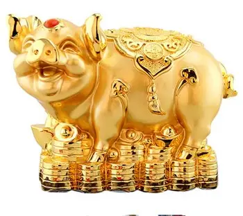 

NEW Golden light decoration lucky rich pig pig copper imitation crafts decoration twelve zodiac jewelry Home Furnishing