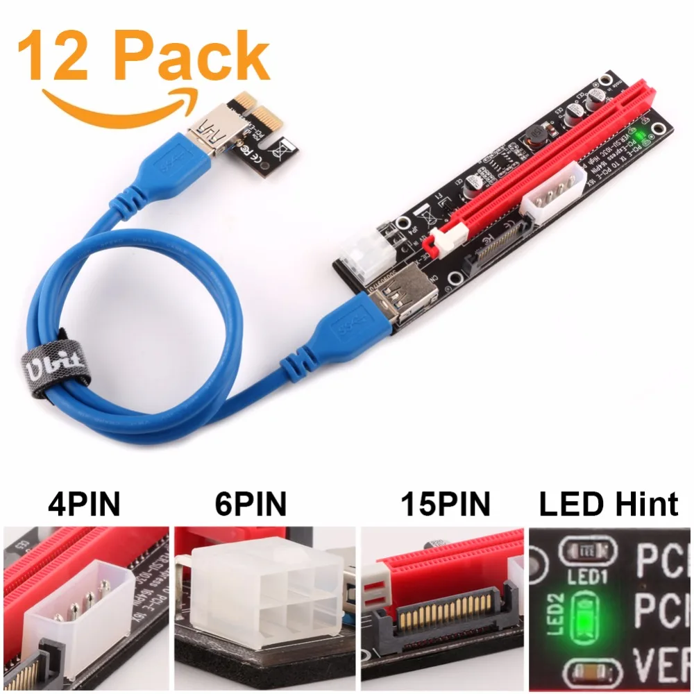 Ubit PCI-E Riser Led Express Cable 1X TO 16X