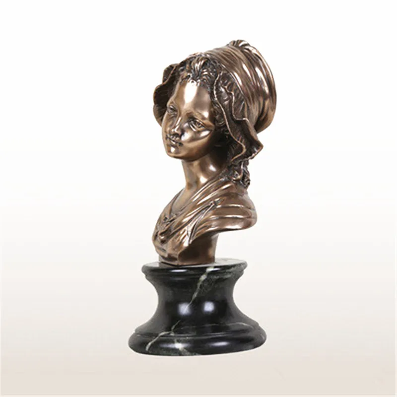  Double Cap Girl Imitation Cuprum Figures Head Sculpture Creative Craftwork Bedroom Decoration G1312 - 32951820927