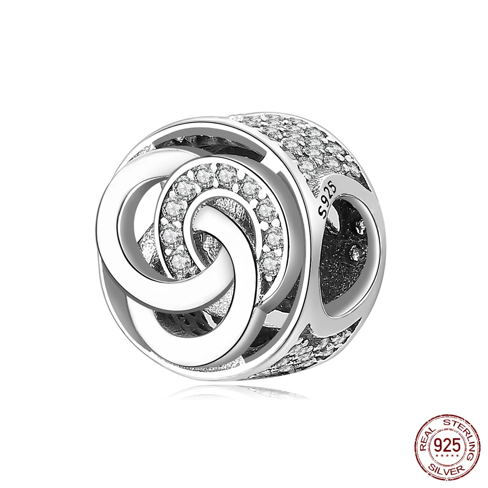 Buy Authentic 925 Sterling Silver Beads Interlocking Clear Crystal CZ For