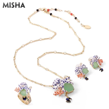 

MISHA Trendy Jewelry Sets For Women Earrings Necklace Ring Deep-sea Octopus Shape Pearl Jewelry Sets For Party Gift 694