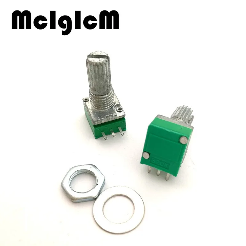 MCIGICM 100 шт. 3pin RK097N одноканальный потенциометр аудио/усилитель мощности/потенциометр уплотнения B20K длина ручки 15 мм