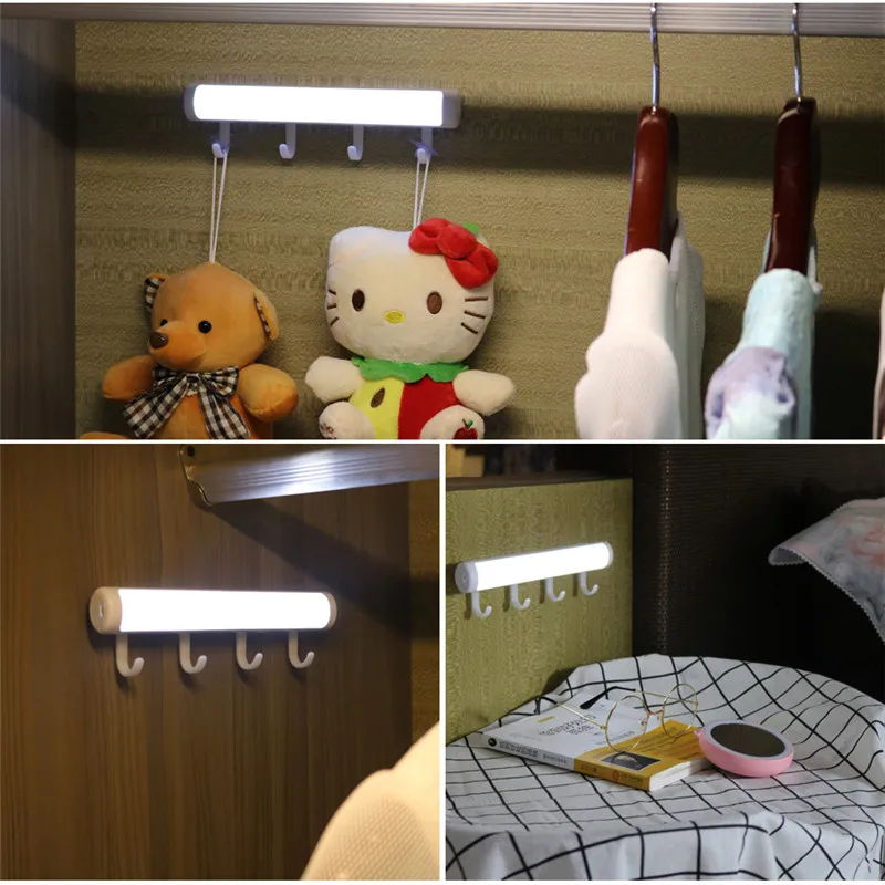 Beste ZjRight Led USB Oplaadbare batterij PIR sensoren kast met haak Auto Motion Keuken slaapkamer Garderobe indoor Trap wandlampen