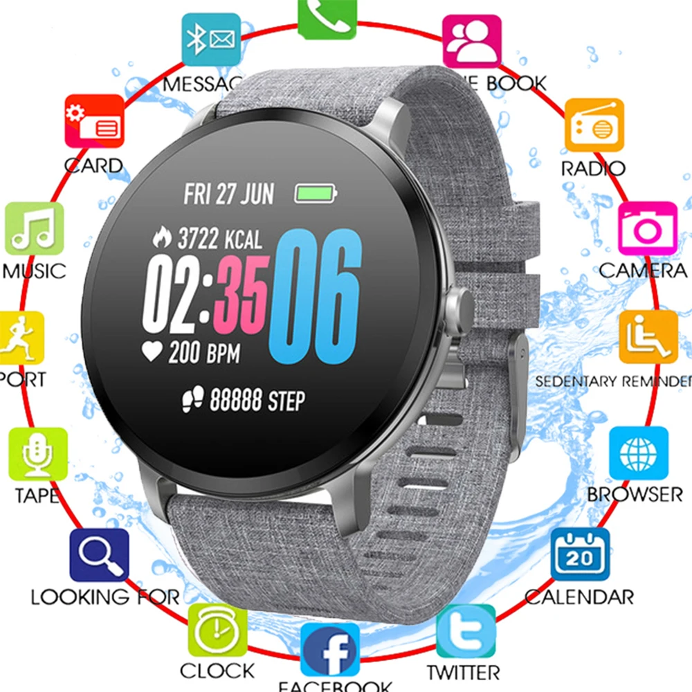 

2019 Smart Watch V11 1.3 Inch 240*240 Tempered Glass Screen IP67 Waterproof Heart Rate Monitoring Blood Pressure For Men Women