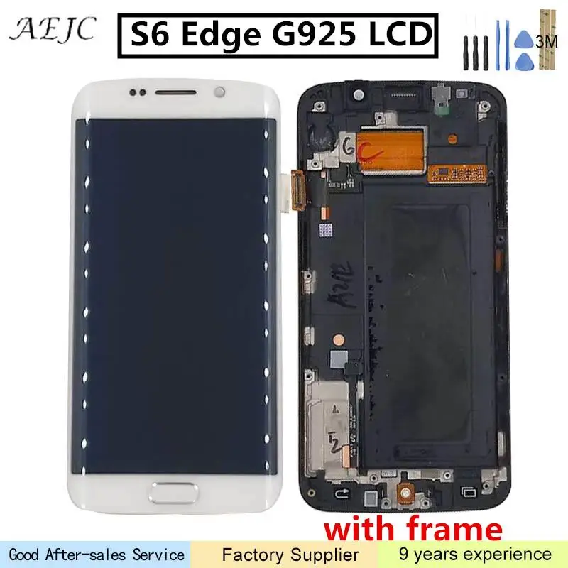 

5.1'' Super AMOLED for Samsung S6 Edge S6edge LCD Display Touch Screen Digitizer with Frame Assembly G925 G925I G925F Screen