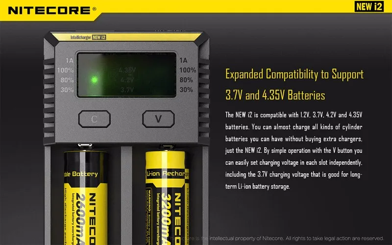 Портативный Освещение интимные аксессуары Intelligent Nitecore i2 18650 батарея зарядное устройство с код проверки