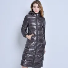 Весна, Осень, Зима, 90% белый утиный пух, очень длинный пуховик, женский ультра-светильник, брендовый пуховик, женская верхняя одежда