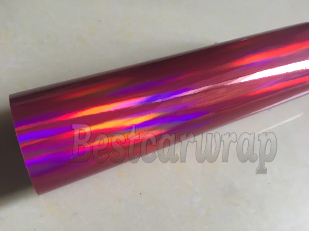 rose pink holographic chrome laser car wrapping film hologram chrome wrap foil 3M (6)