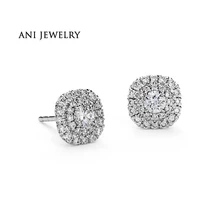 ANI с металлическим ремешком регулируемой длины, 14 K белое золото Для женщин свадебные Серьги с алмазами 1,08 КТ Сертифицированный I/S2 натуральный самоцвет ювелирный изделия Halo Популярные Для женщин серьги-гвоздики