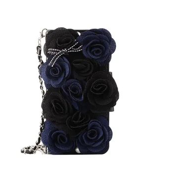 

3D Elegant Black Roses Flower Leather Handbag Flip Wallet Case for Samsung Galaxy Note 10 Plus Note 10 for iPhone 11 Pro Max 11 Pro Xs Max XR X 8 7 6s Plus Cover