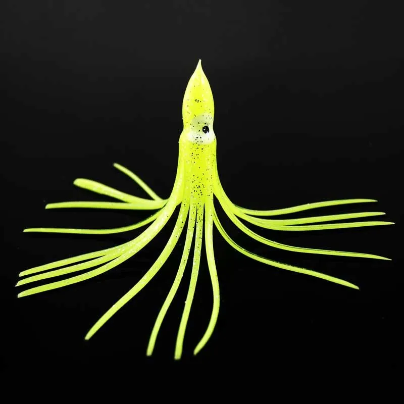 30pcs 10cm Soft Plastic Octopus Fishing Lures For Jigs Mixed Color Luminous Silicone Octopus Skirt Artificial Jigging Bait