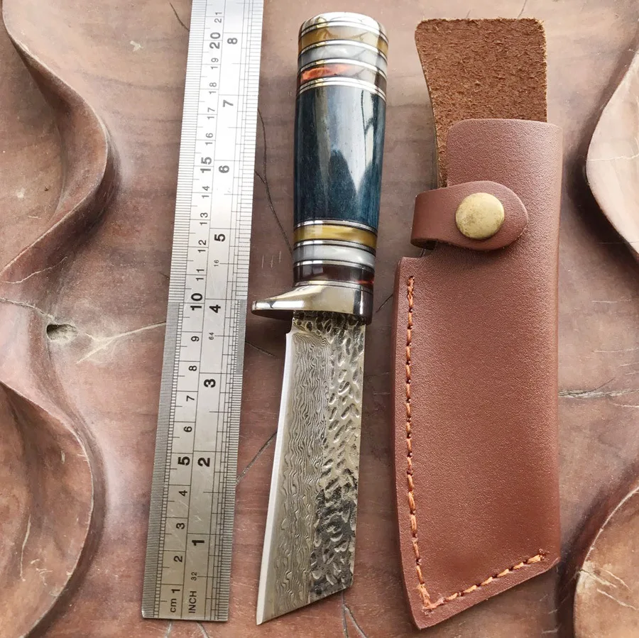 Лучший Открытый чисто ручной ковки Дамасская сталь охотничий нож снег орхидеи с плоским носком дамасской стали прямой нож Sharp Нож фиксированным