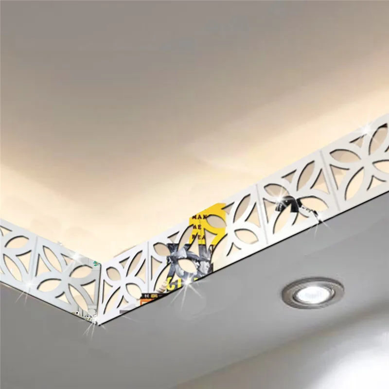 Квадратная линия талии Baseboard зеркальный фон настенные наклейки ТВ стикеры