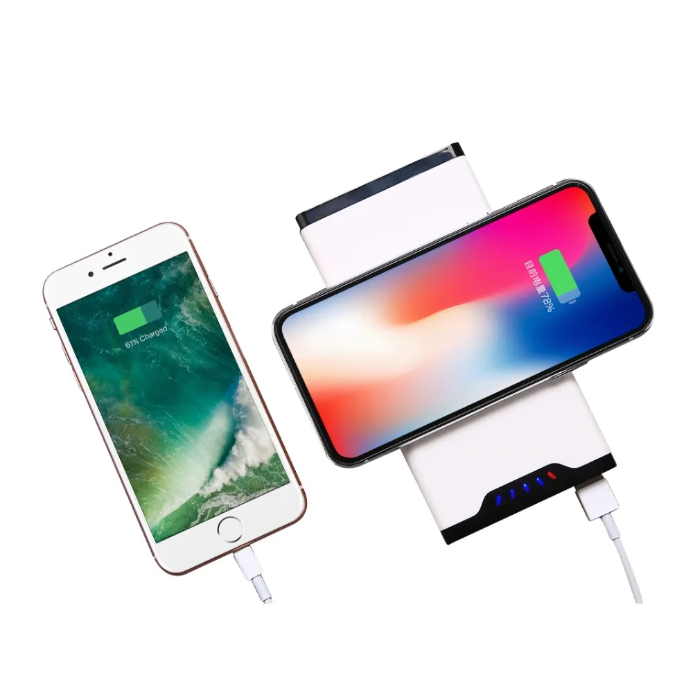 Портативное беспроводное зарядное устройство Qi power Bank для samsung iPhone Xiaomi Mi 9 10000mA Внешняя батарея быстрая Беспроводная зарядка power bank