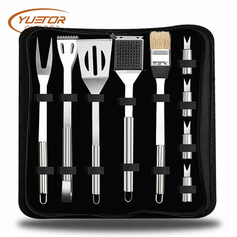  YUETOR OUTDOOR 7 - 19 pcs Stainless Steel Barbecue Grill Set BBQ Spatula Fork Brush Picnic Camping  - 33024554103