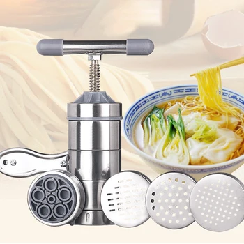 

Pasta Machine Noodles Maker Stainless Steel Pasta Machine With Molds Hand Pressure Handmade Spaghetti Machines Kitchen Tool 1set