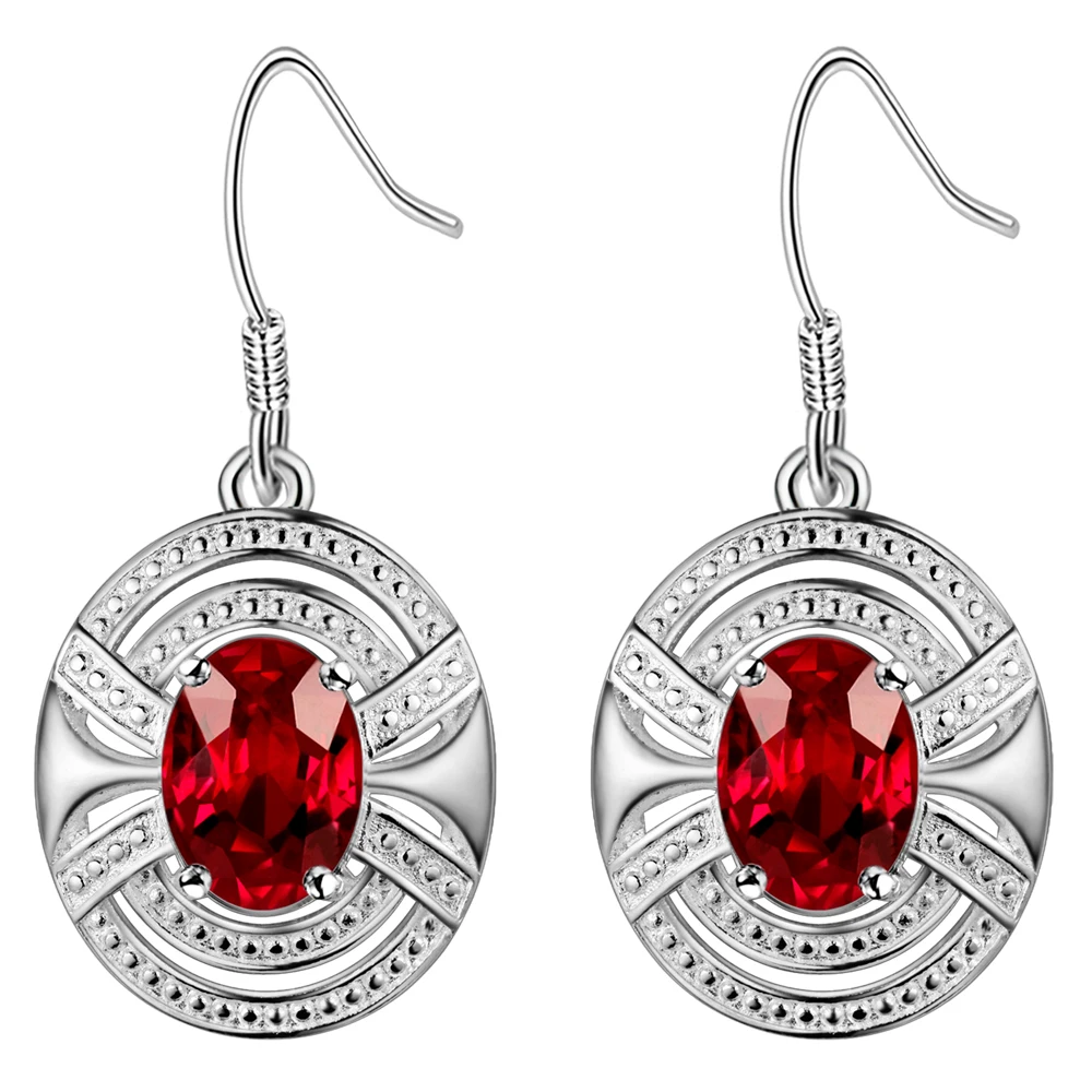 

2016 High Quality Fashion Earrings For Women Geometry Bow Crytal Drop Earrings Wedding Jewelry Silver Plated Colorful Stone