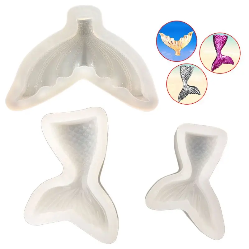 

3 Pcs/set Mirror Fish Tail UV Glue Clay Silicone Mold Mobile Shell Pendant Decoration Necklace Jewelry Epoxy Mould