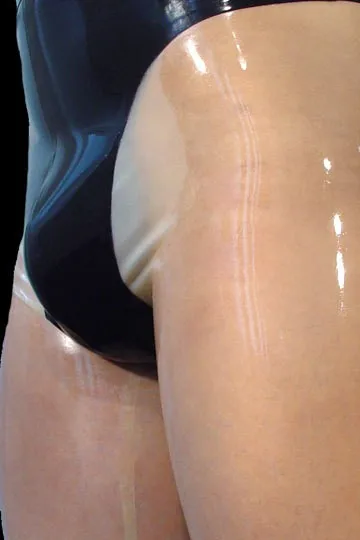 Sexy-Latex-Mens-Exotic-Pants-Short-Latex-Rubber-Tight-Breeches-Transparent-With-Black