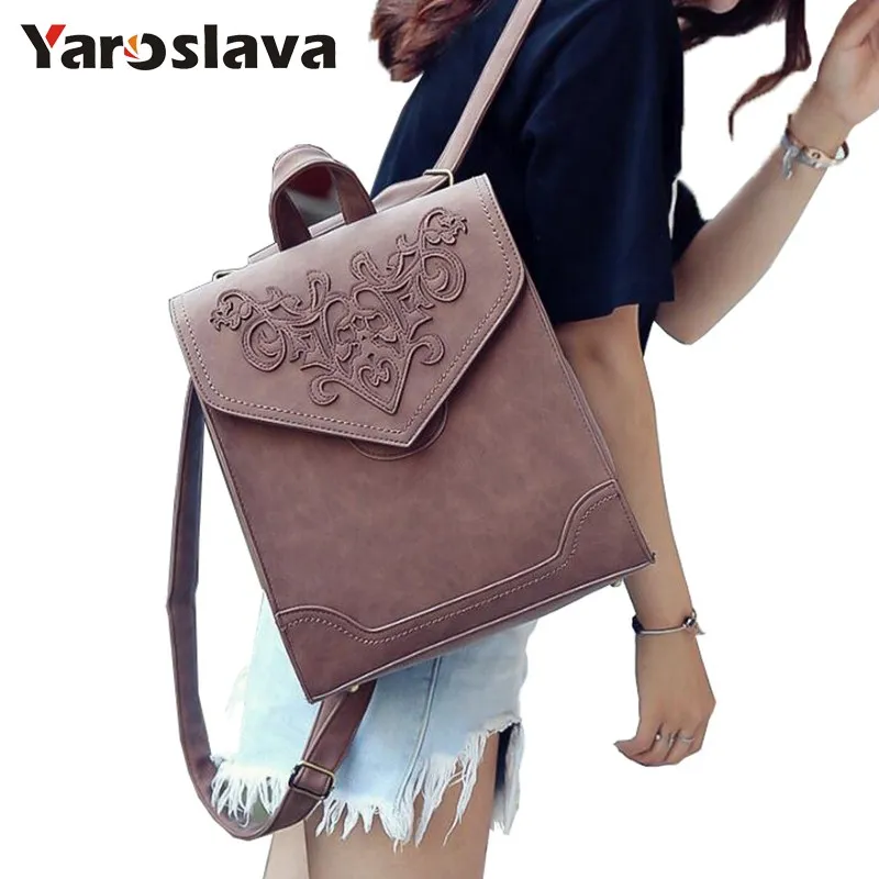 Moda mujer Mochila De Cuero femenino Floral señoras Softback carácter Embossing Mochilas estilo LL644 Moda mujer Mochila De Cuero femenino Floral señoras Softback carácter Embossing Mochilas estilo LL644