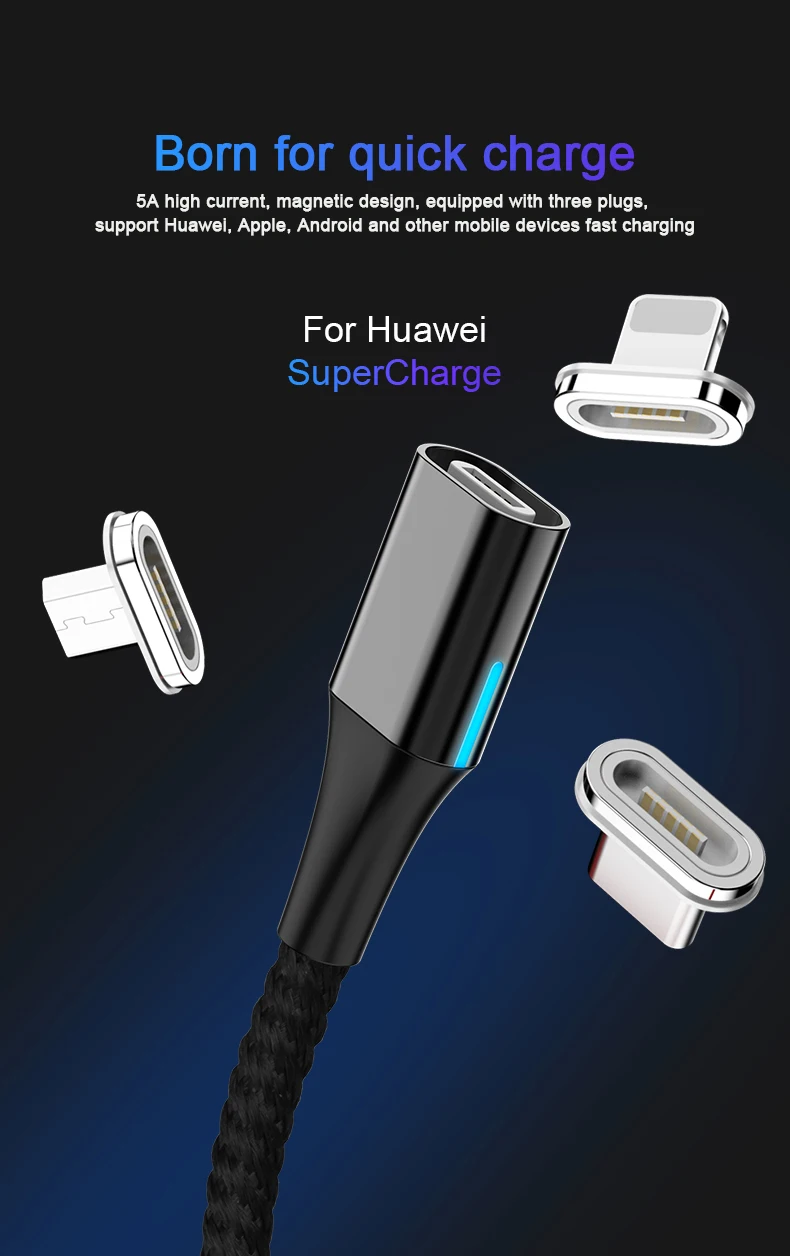 5А Магнитный кабель Micro usb type C супер быстрая зарядка телефона Microusb type-C магнитное зарядное устройство usb c для huawei xiaomi samsung