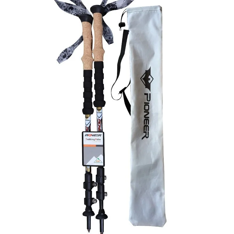 TP037 16 -New Latest technology design 100% carbon lightweight but strong durable telescopic stick trekking stick Nordic walking sticks