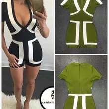 Горячая Мода Дизайн Сексуальная Bodycon Лоскутная Для женщин знаменитости повязки партии боди комбинезоны