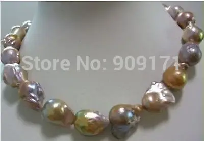 

FREE SHIPPING>@@>&>>huge Color 15-18mm sea baroque pearl necklace 18