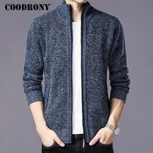 COODRONY свитер Мужская одежда Зимний толстый теплый кардиган мужской кашемировый шерстяной свитер пальто с хлопковой подкладкой пальто на молнии H002