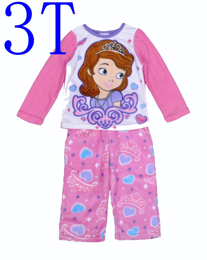 Комплект пижам для девочек с изображением Софии, набор для сна «Принцессы», г., брендовые Детские теплые пижамные комплекты зимняя одежда с героями мультфильмов для девочек, vetement - Цвет: 3T