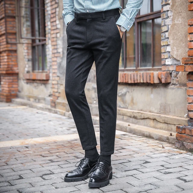 Autumn And Winter 2018 Men Dress Pants Black Coffee Pant Slim Fit Men's ...