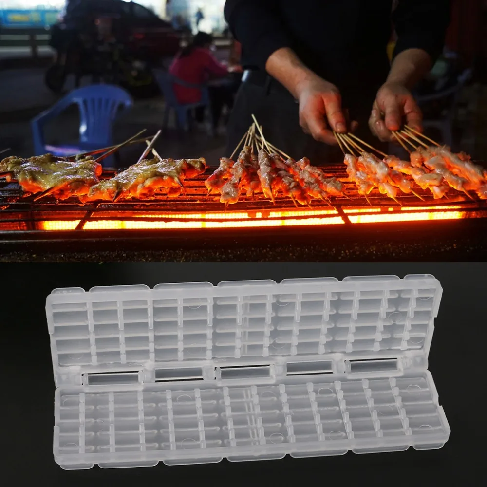 

OOTDTY BBQ Barbecue Meat Skewer Machine 16cmx5cm Roast String Device Portable Kebab Maker Tool