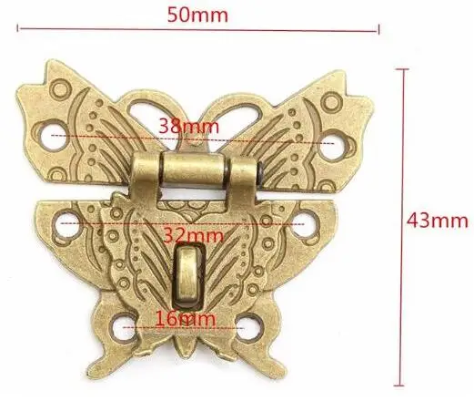 Металлическая ручка с бабочкой античный бронзовый замочек защелка модный дизайн Шкаф Пряжка Чехол с замками