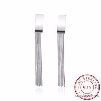 

Fashion Pure 925 Silver Drop Earrings Long Tassel Sterling Silver Earrings For Women Jewelry Pendientes Brincos Drop Shipping