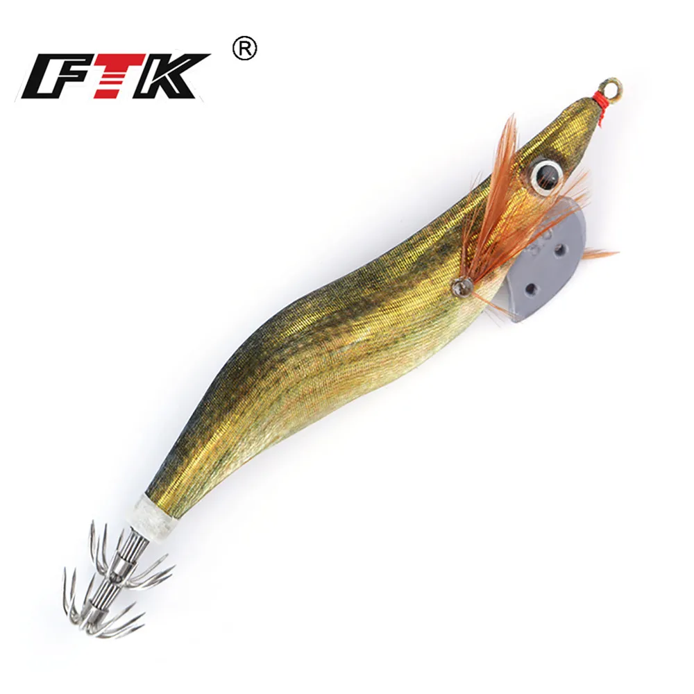 

FTK Shrimp Squid Fishing Lure Fake Jig Wood Bait Hard Bait Fishing Wobbler Artificial Lure 1pc/lot jigging Lure Octopus Bait 624