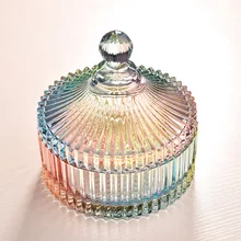 Красочная покрытая стеклянная Конфетница в европейском стиле резервуар для хранения креативное украшение прозрачное стекло Приправа предметы интерьера