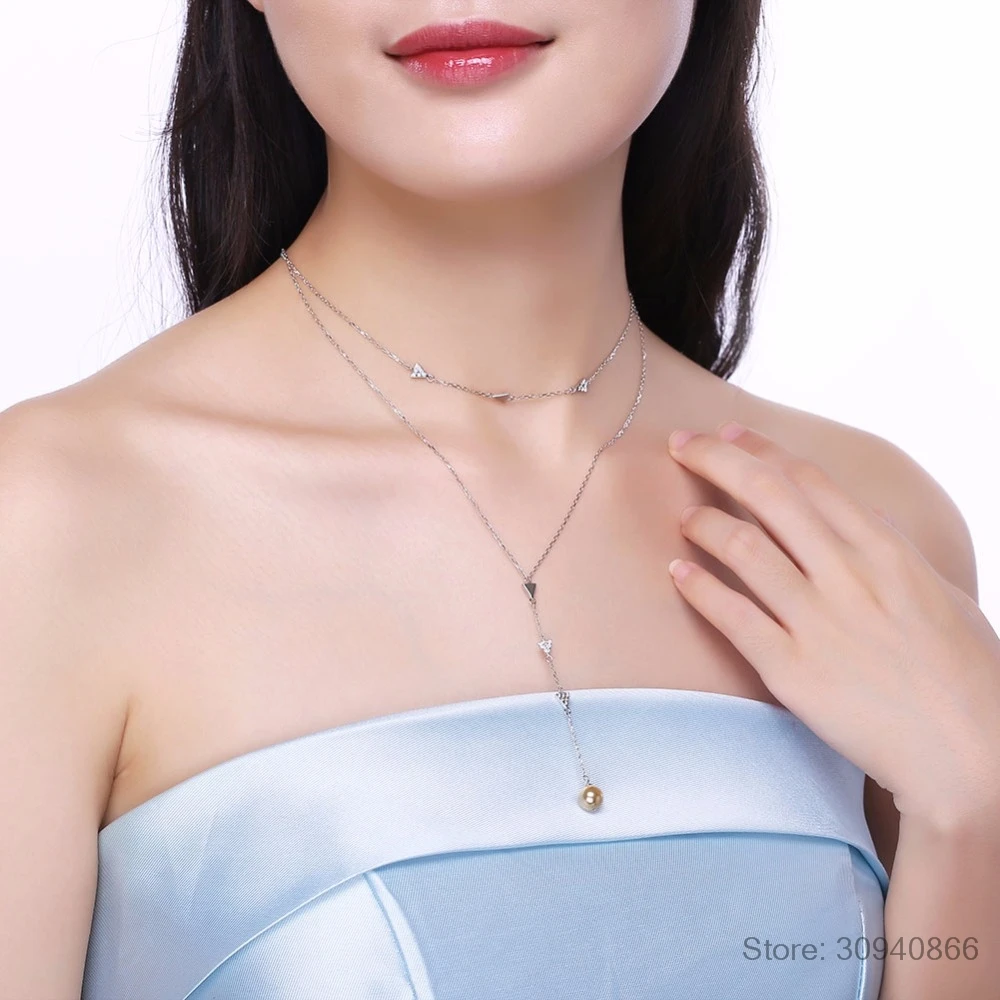 LEKANI Кристаллы из ожерелье Сваровски 925 сложенный модное жемчужное ожерелье женский подарок бутик ювелирные изделия ожерелье длинное ожерелье