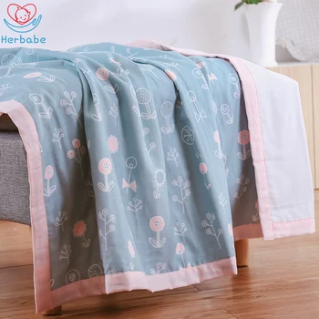 

Herbabe Air Conditioning Baby Blanket for Summer 6 Layer Cotton Gauze Swaddle Wrap Soft Newborn Infant Quilt Baby Bedding Stuff
