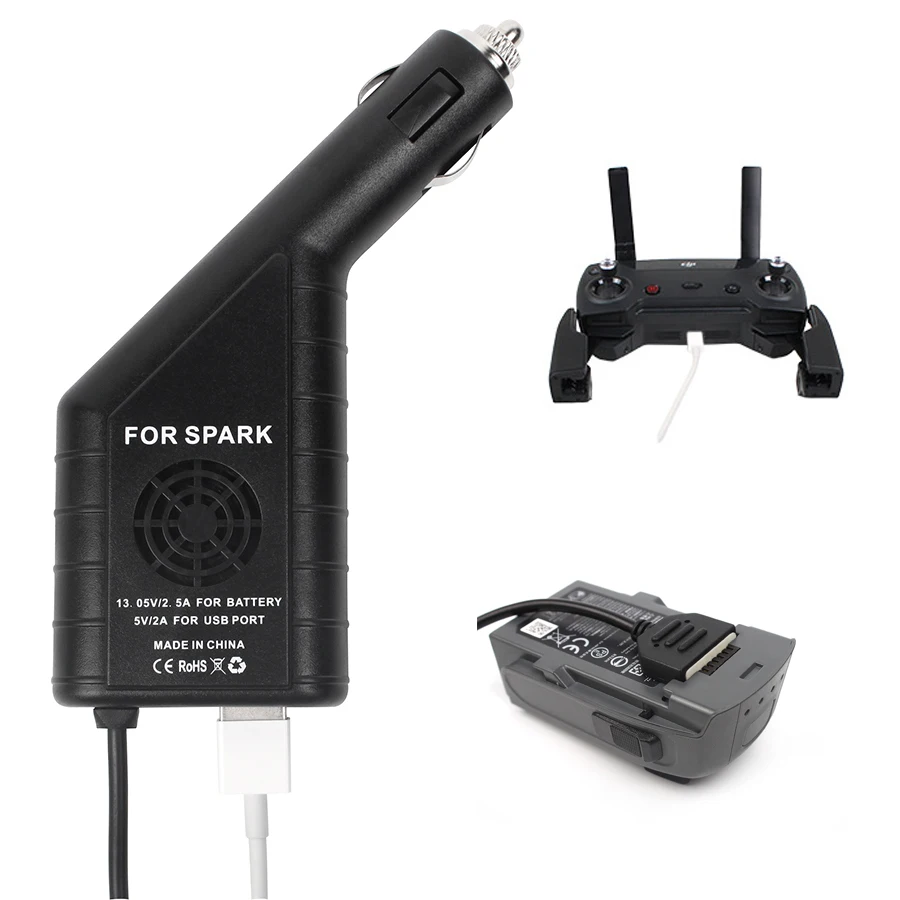 2in1 Car Charger Drone Battery Charging Output with USB Accessories for