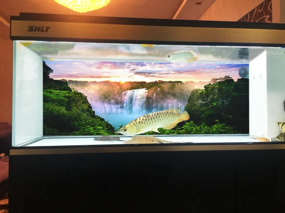 Пользовательский размер аквариум фон плакат с самоклеющимся водопадом ПВХ аквариум украшения аксессуары пейзаж обои