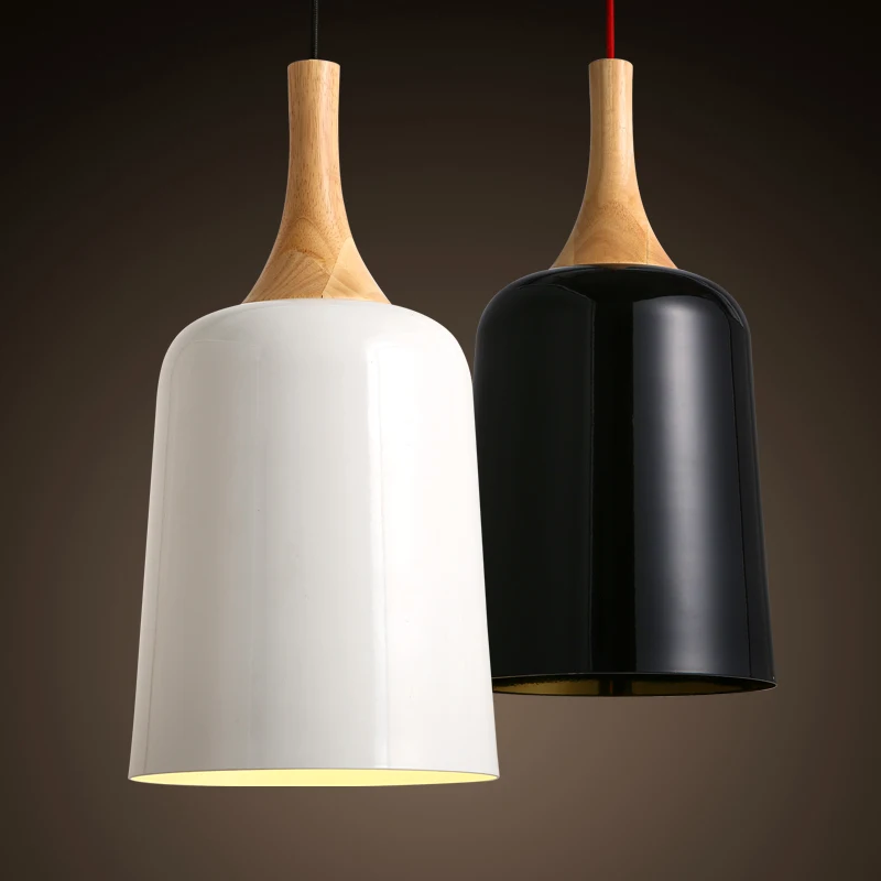 

2016 new Nordic style creative wood single head Iron pandent lamp modern kitchen bedroom lighting