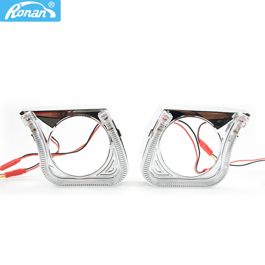 

RONAN LED Integrated Shrouds White Angel Eye Masks DRL for 2.5 Inches WST Bi Xenon Bi-led Projector Lens Shrouds