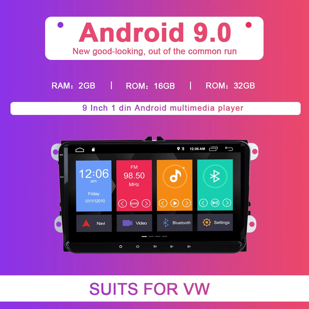 " Авторадио 2 Din Android 9,0 Автомобильный мультимедийный плеер для VW Golf 5 6 Polo T5 Passat b6 Skoda Octavia 2 3Seat Leon 2 Altea Tiguan