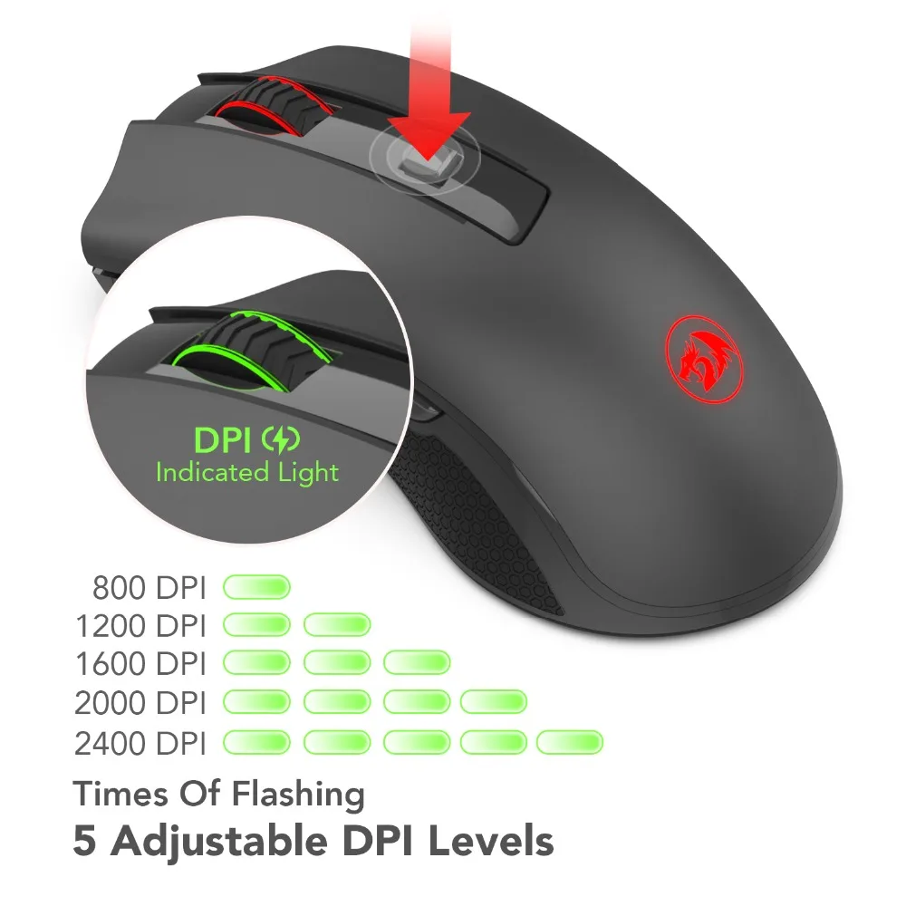 Redragon M652 Беспроводная Мышь с USB приемник 2 4 г переносная оптическая игровая