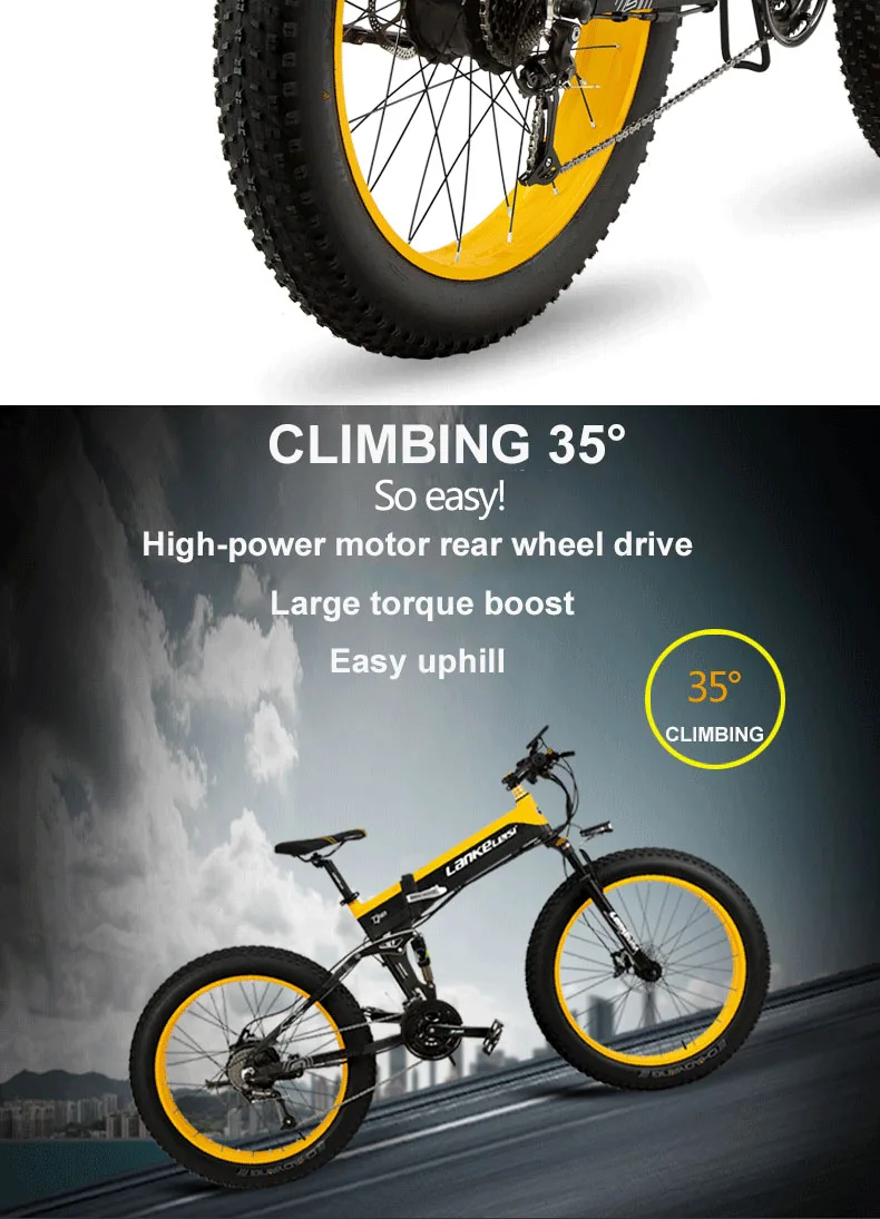 Flash Deal 26inch folding electric mountain bicycle snow ebike electric fat bike 48V lithium battery  500W high speed motor 4.0 tire  bike 3