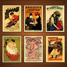 Cartel de vino de bebidas alcohólicas Vintage absinthe Mugnier, pinturas clásicas en lienzo, pósteres de pared, pegatinas para decoración del hogar, regalo