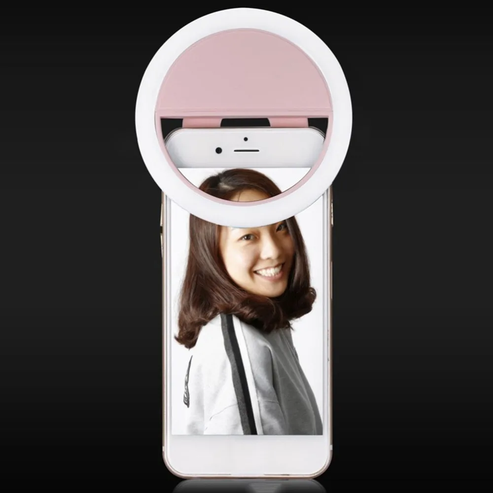 

Rechargeable Self Artifact LED Ring Fill Night Flash Light Clip For Smartphone Self-timer Beauty Light