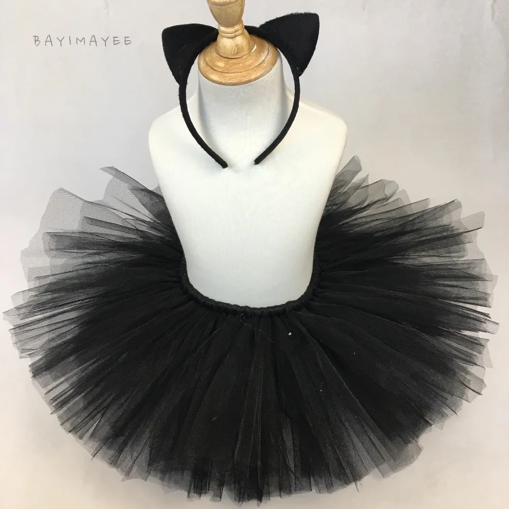 Baby Girls Black Tutu Skirts Kids Fluffy Tulle Skirt Ballet Pettiskirt